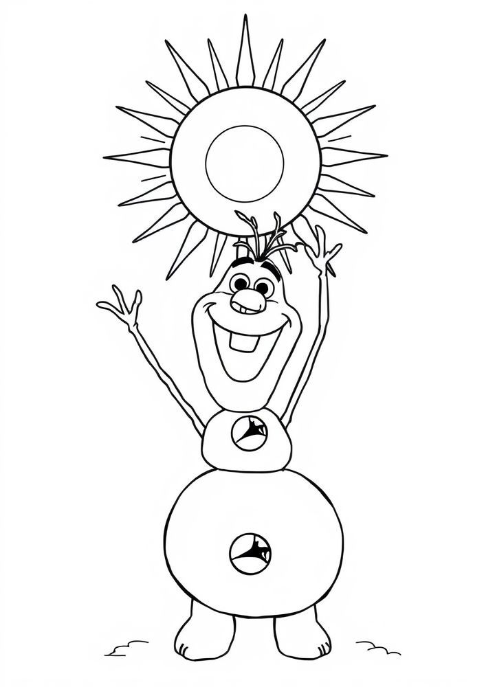 Desenho do Olaf segurando um sol para colorir