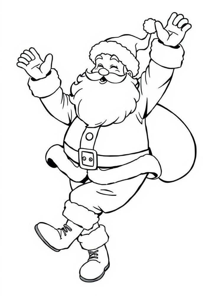 Desenho do Papai Noel dançando alegremente para colorir
