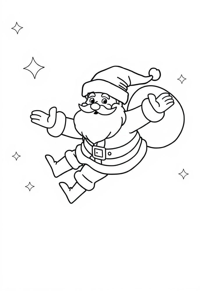 Desenho do Papai Noel em uma viagem pelo mundo para colorir