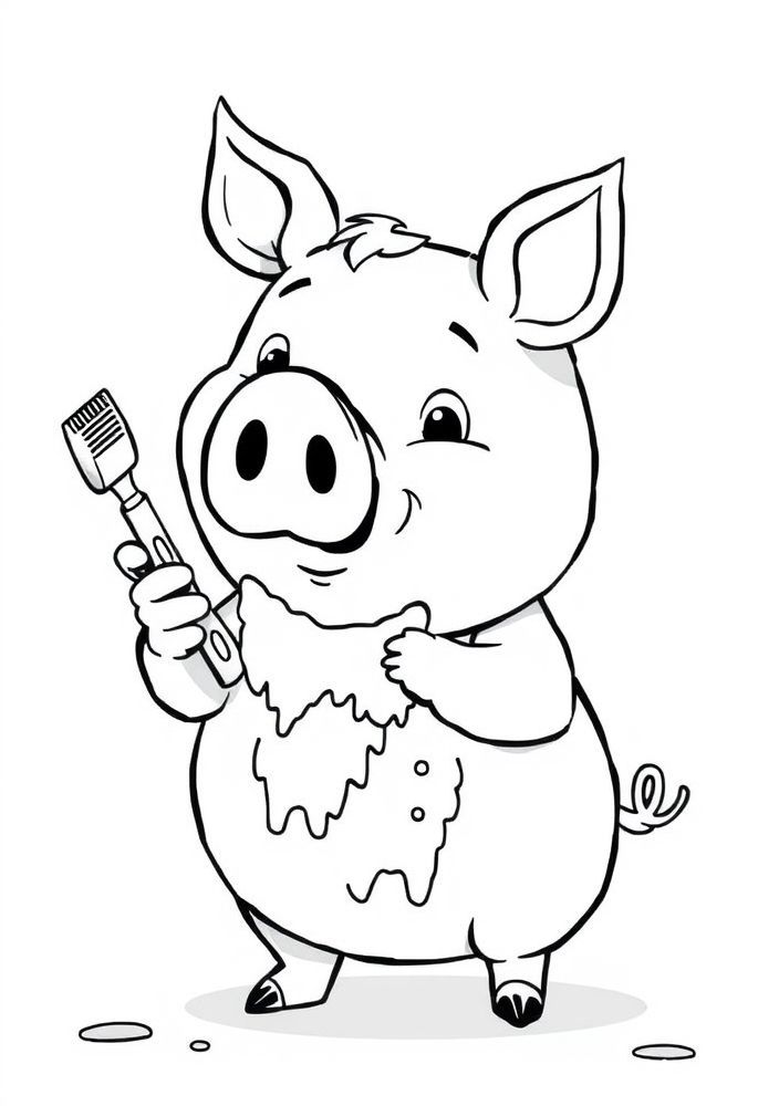 Desenho do Papai Pig barbeando para colorir