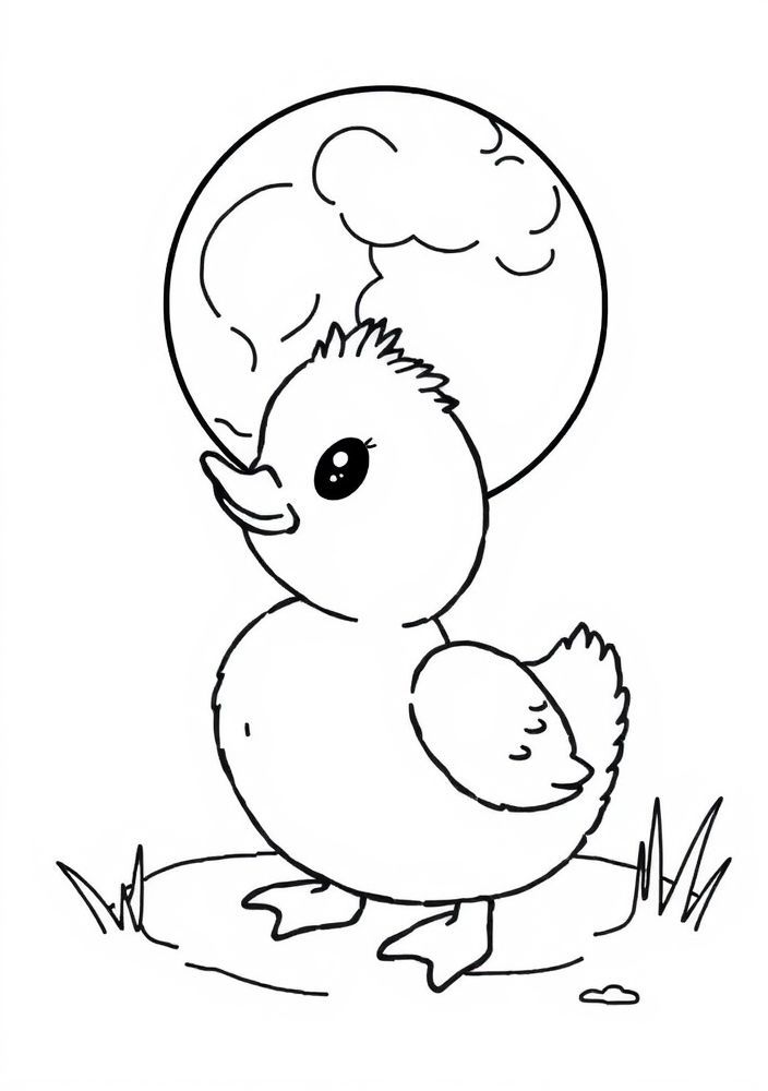 Desenho do Pato e a Lua para colorir