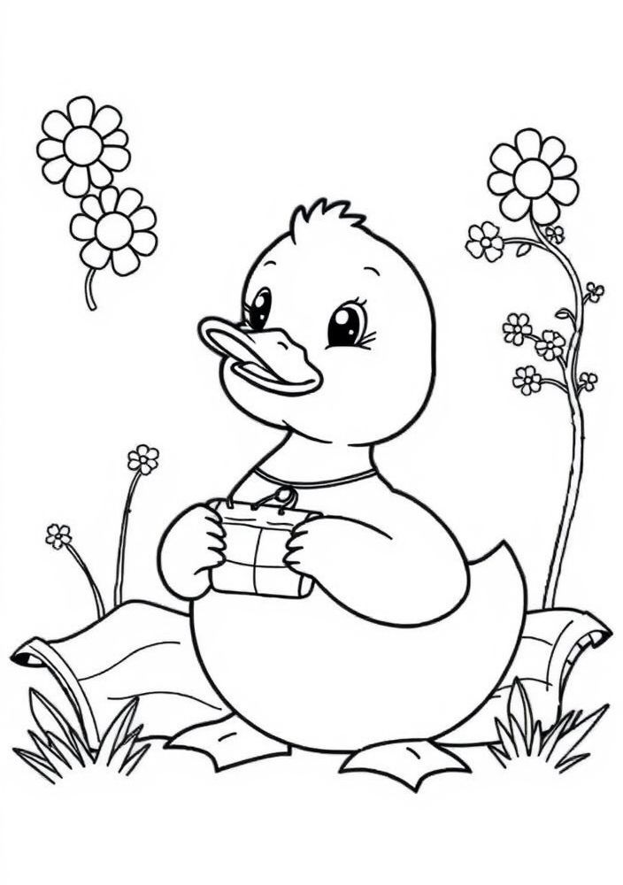 Desenho do Pato em um piquenique para colorir