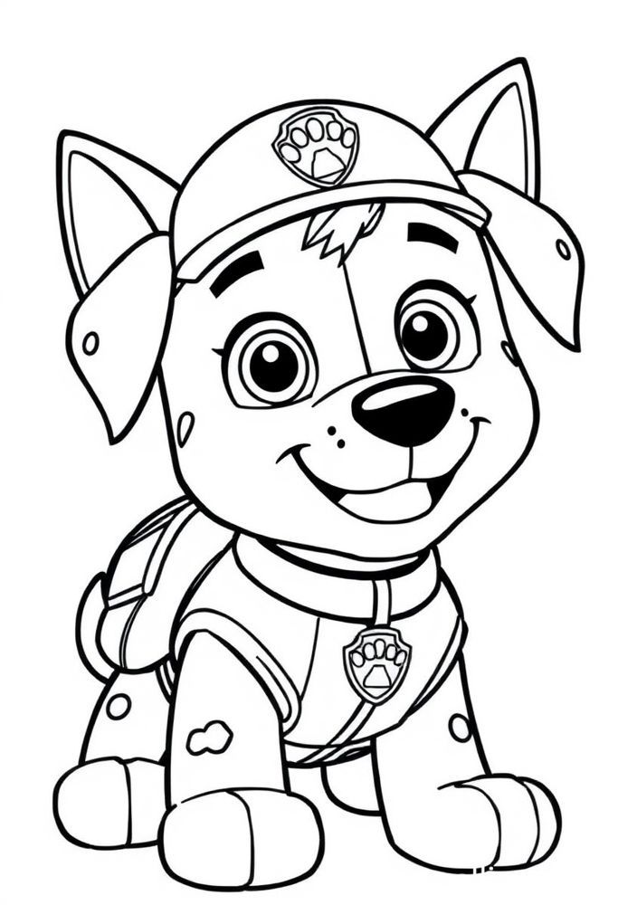 Desenho do Rocky, o cachorro reciclador da Patrulha Canina para colorir