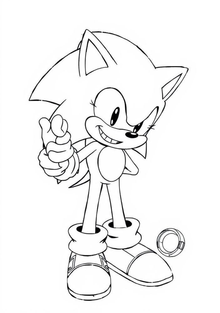 Desenho do Sonic com anéis para colorir