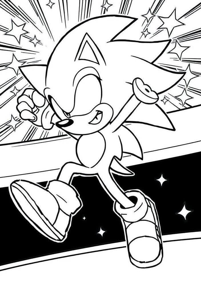 Desenho do Sonic comemorando uma vitória para colorir