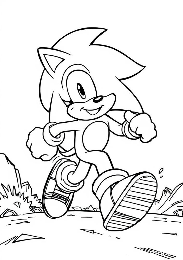 Desenho do Sonic correndo para colorir