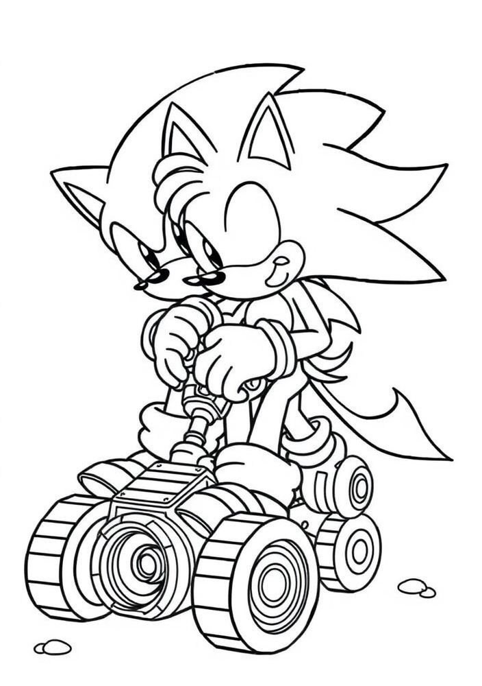 Desenho do Sonic e Tails construindo uma máquina para colorir