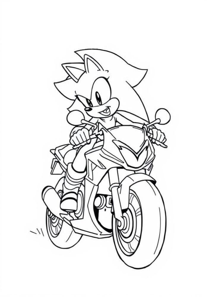 Desenho do Sonic em sua moto