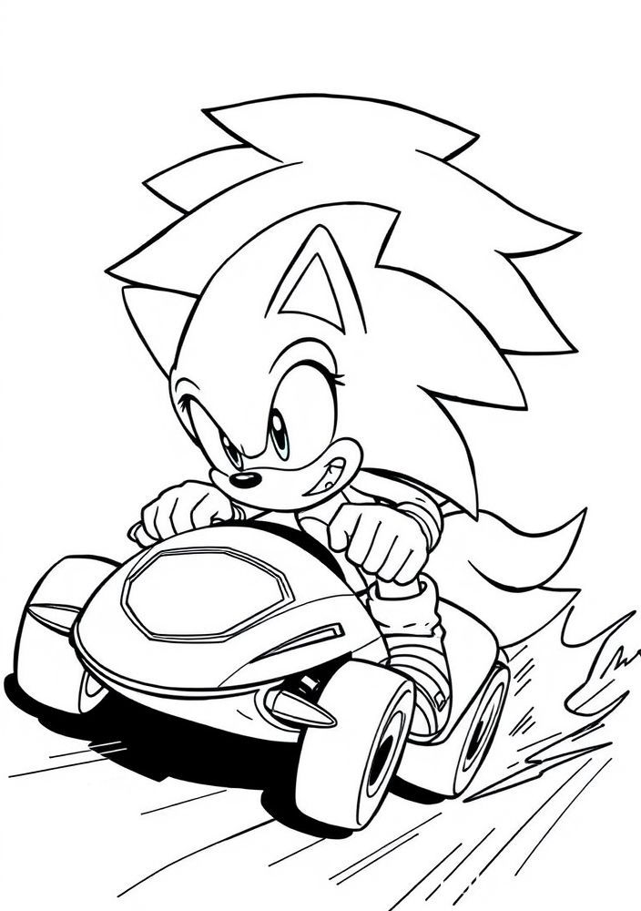 Desenho do Sonic em uma corrida com Tails