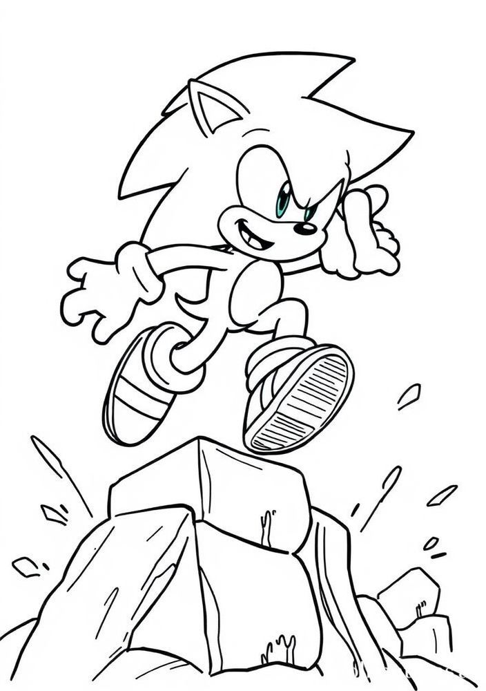 Desenho do Sonic saltando sobre obstáculos
