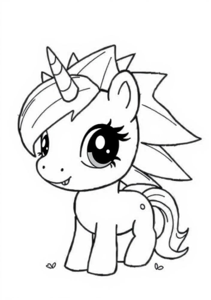 Desenho do Spike junto aos ponies para colorir