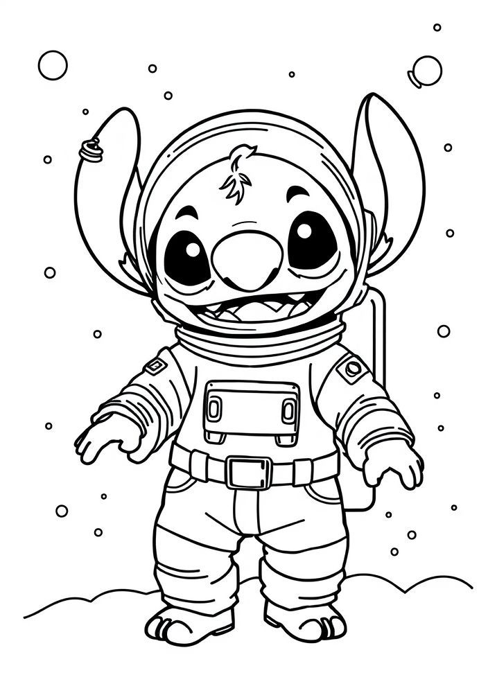 Desenho do Stitch astronauta para colorir