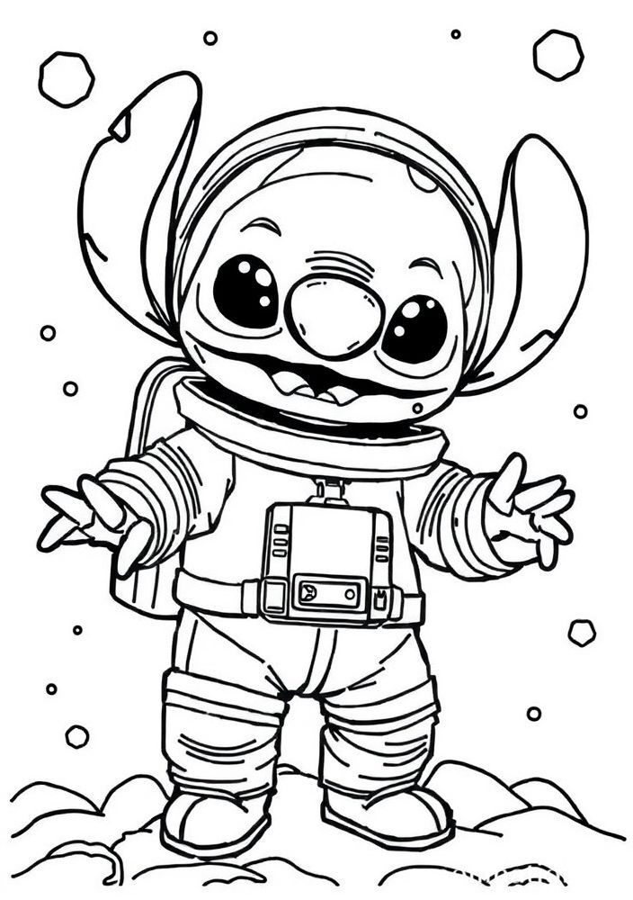 Desenho do Stitch astronauta para colorir