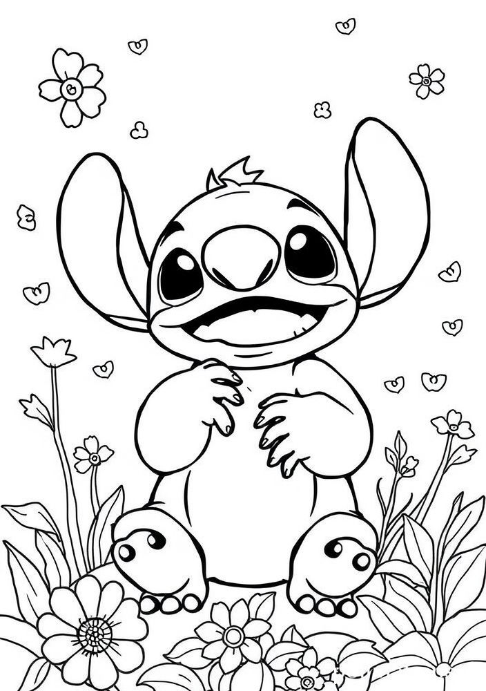 Desenho do Stitch cantando para colorir