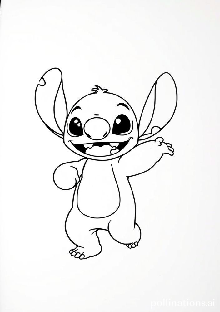 Desenho do Stitch dançando para colorir