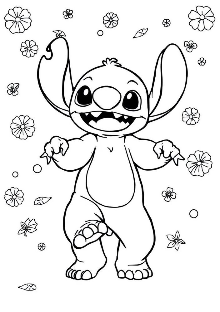 Desenho do Stitch dançando para colorir