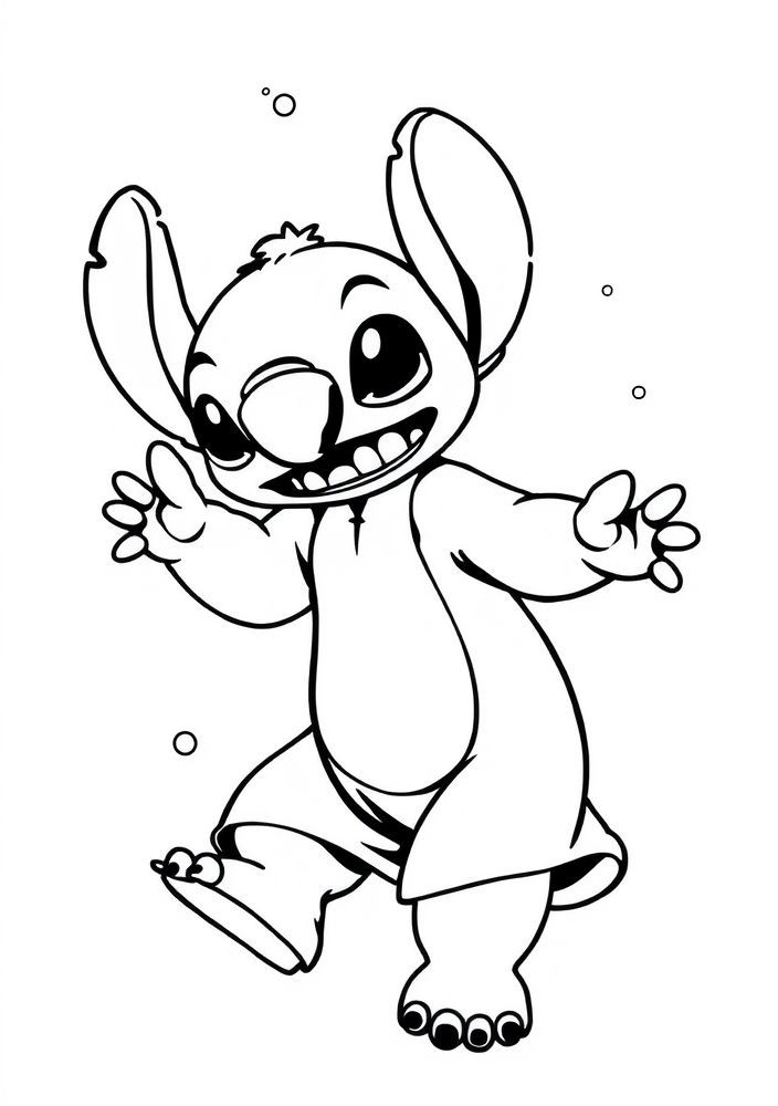 Desenho do Stitch dançando para colorir