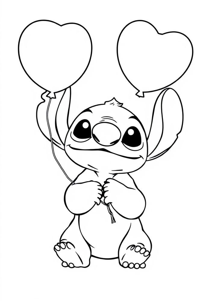 Desenho do Stitch e um balão para colorir