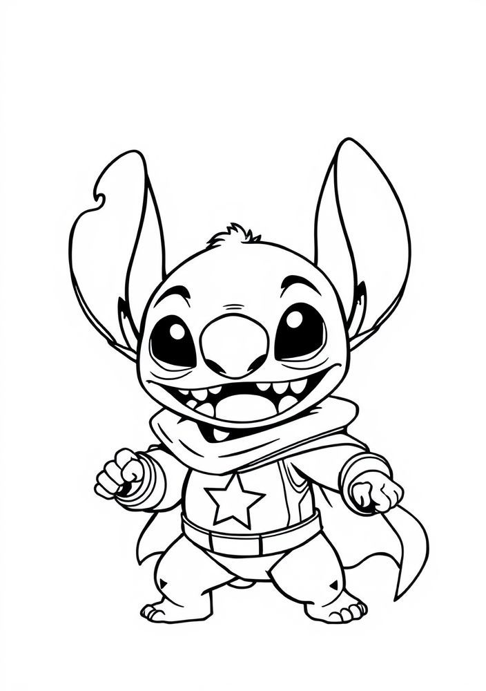 Desenho do Stitch vestido de super-herói para colorir
