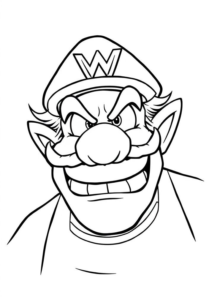 Desenho do Wario fazendo careta para colorir