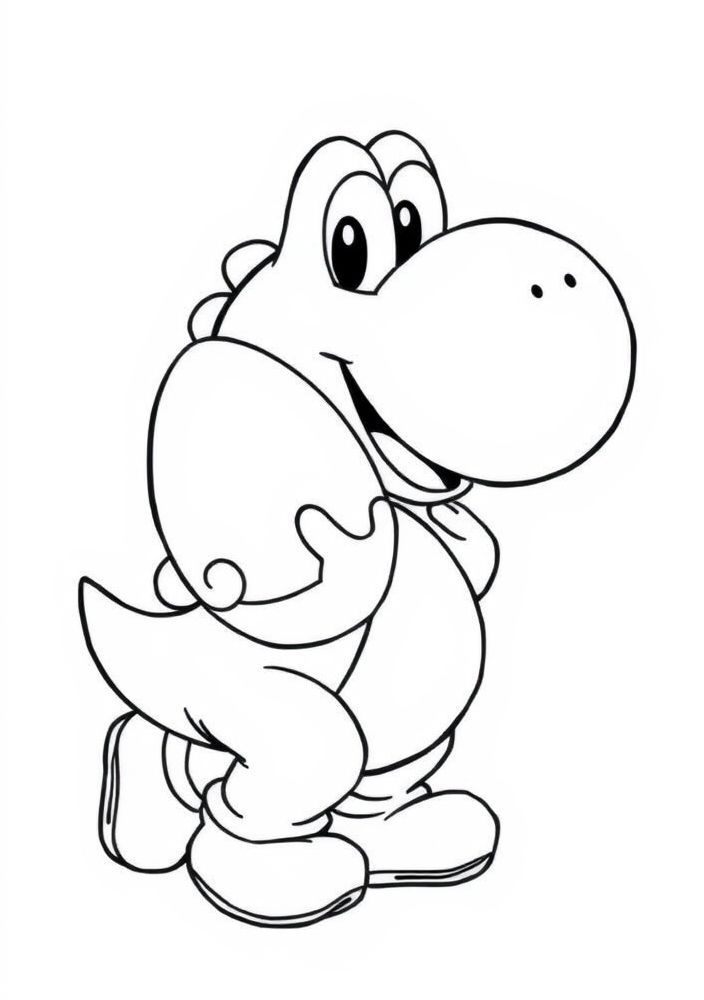 Desenho do Yoshi segurando um ovo para colorir