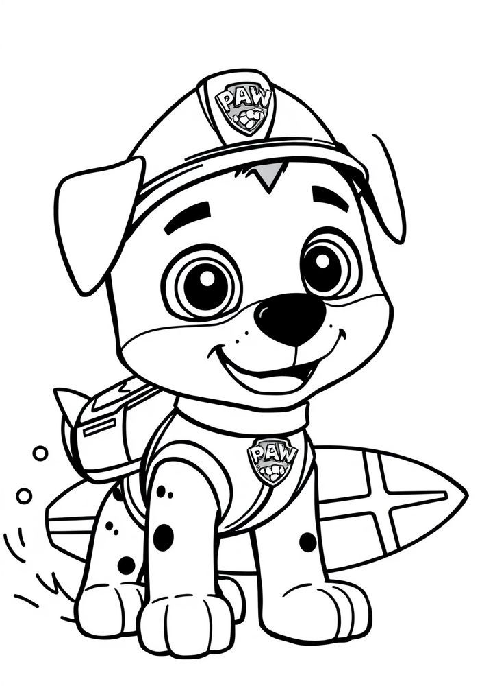Desenho do Zuma surfando na onda para colorir