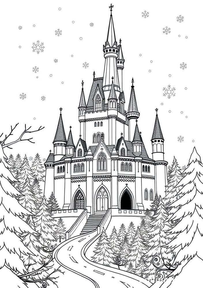 Desenho do castelo de Arendelle para colorir