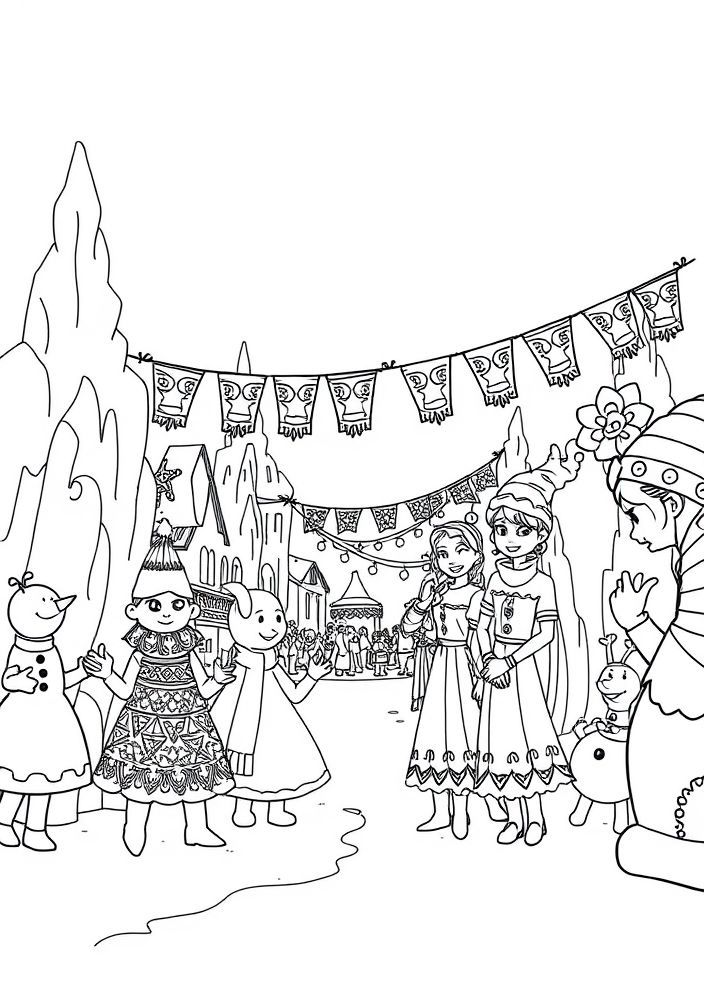 Desenho do festival de gelo de Arendelle para colorir