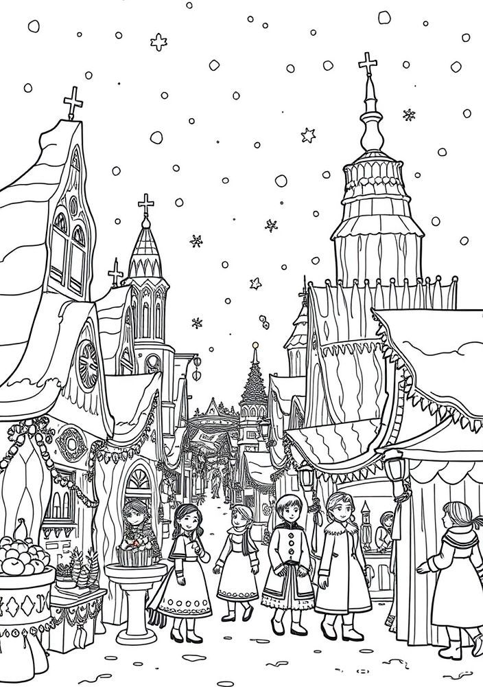Desenho do festival de gelo de Arendelle para colorir