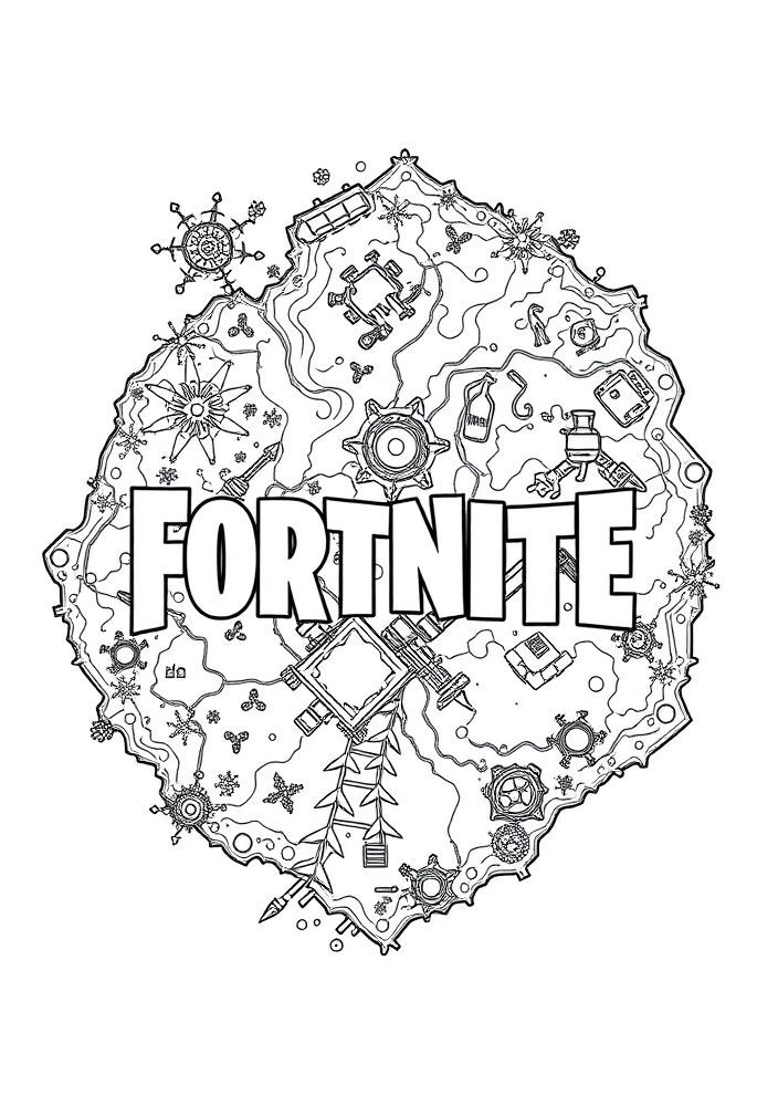 Desenho do mapa de Fortnite para colorir