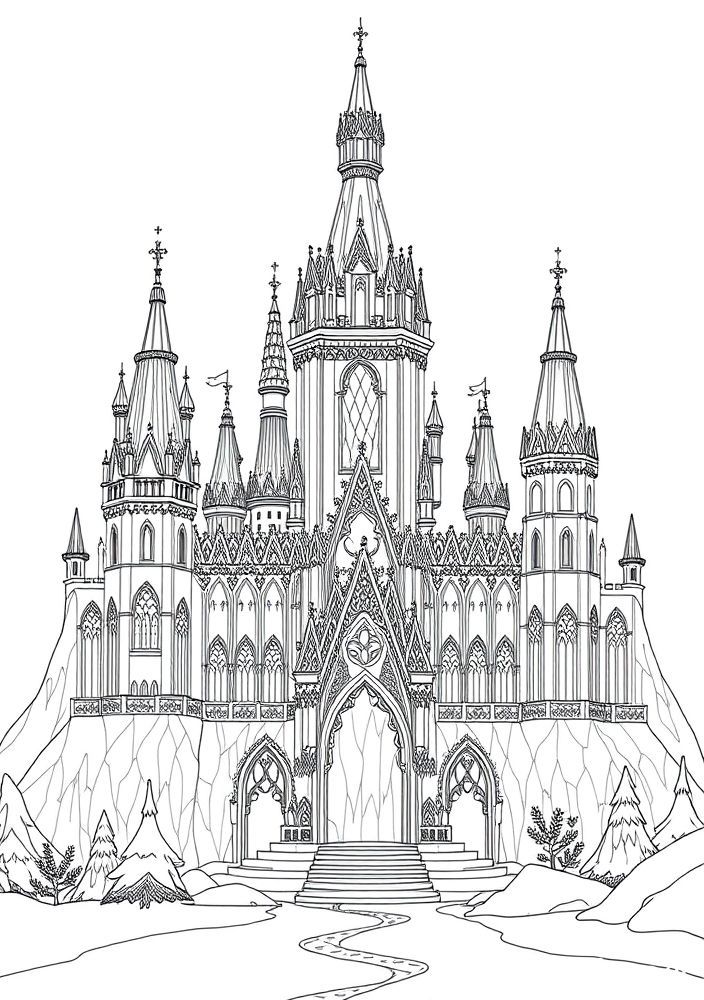 Desenho do palácio de gelo para colorir