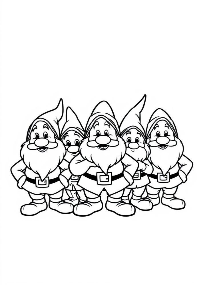 Desenho dos Sete Anões para colorir