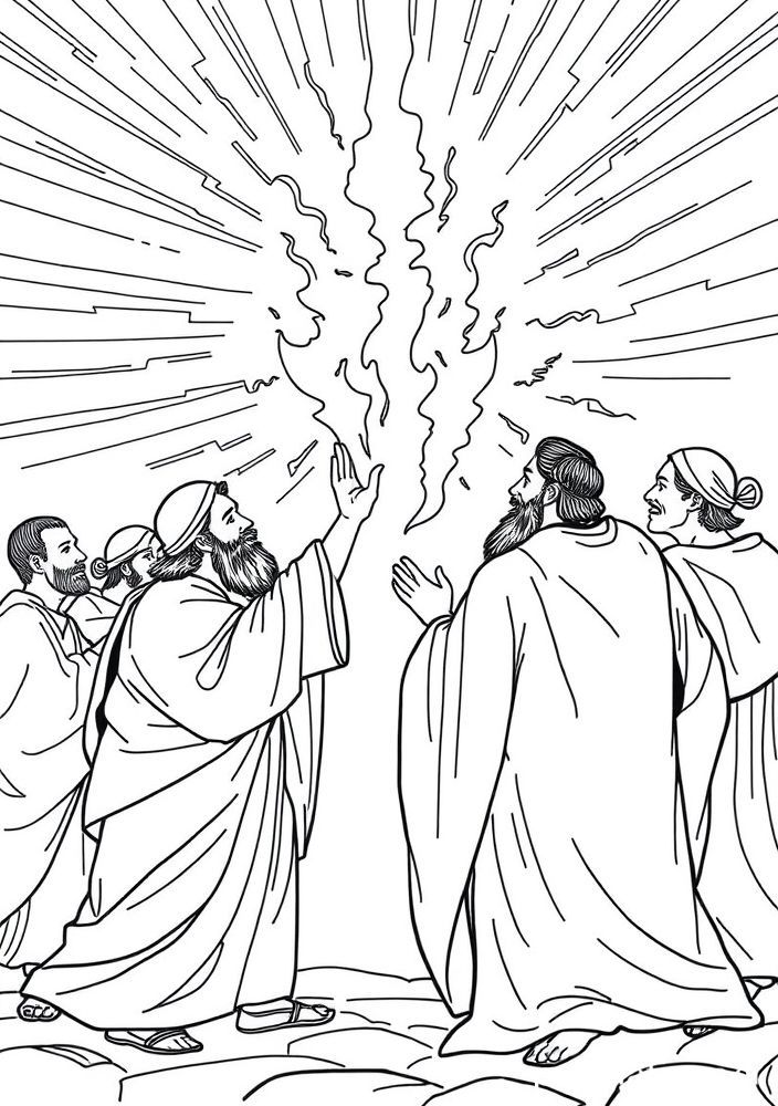 Desenho dos apóstolos em Pentecostes para colorir