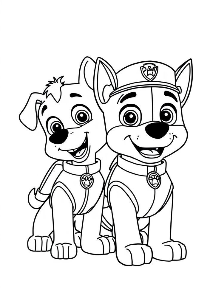 Desenho em grupo da Patrulha Canina, para colorir