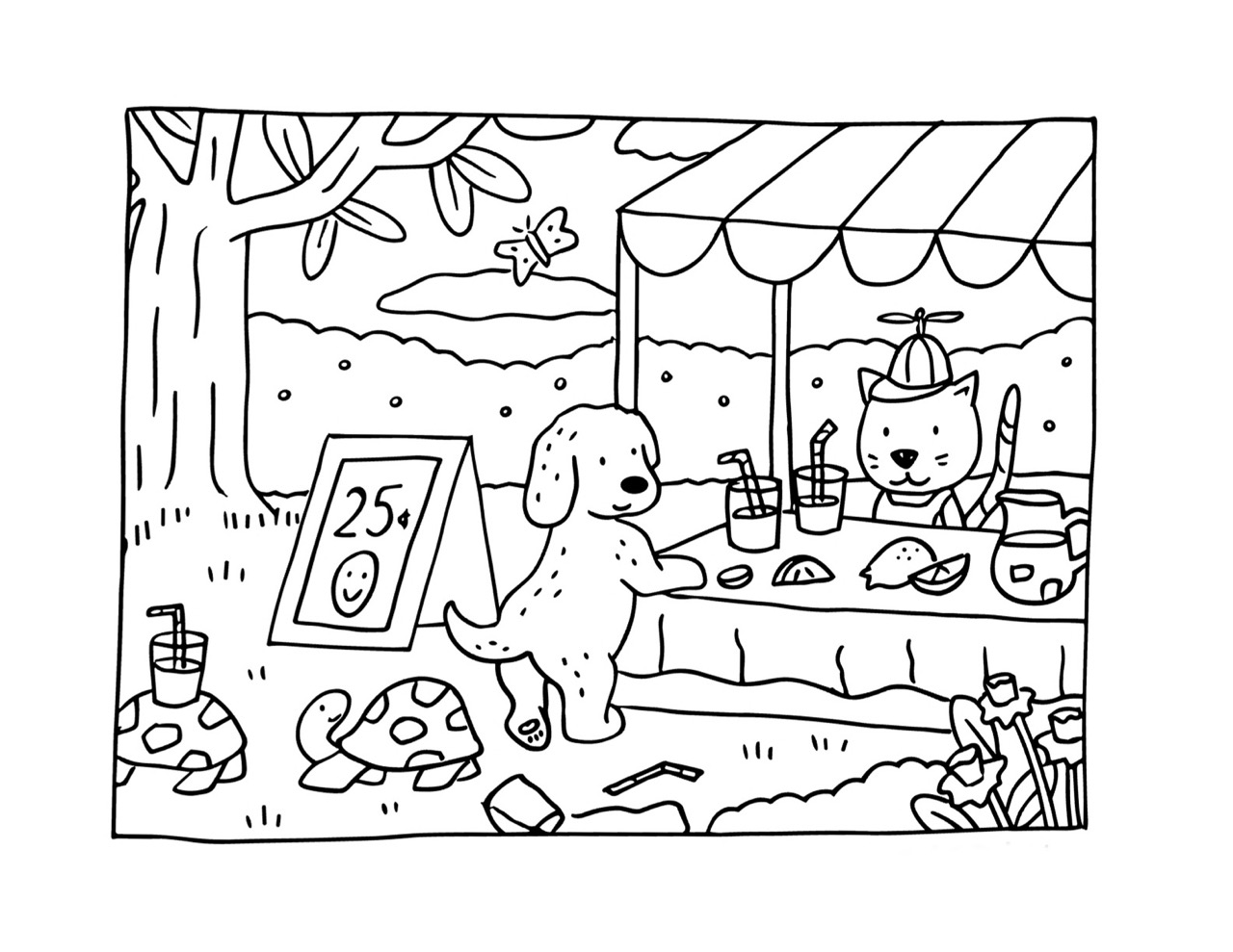 Bobbie Goods comprando limonada de gato em desenho para colorir