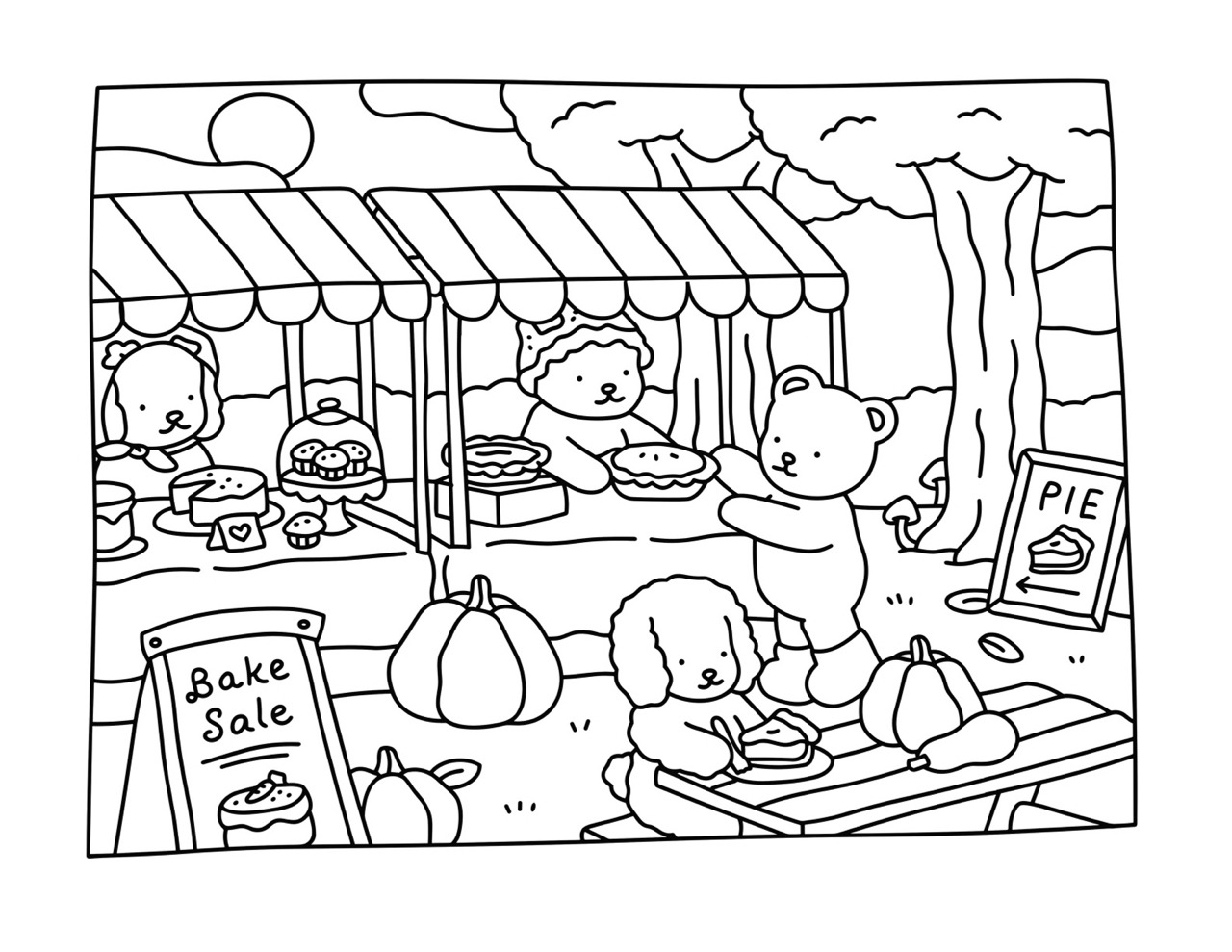 Bobbie Goods vendendo bolos e tortas em desenho para colorir
