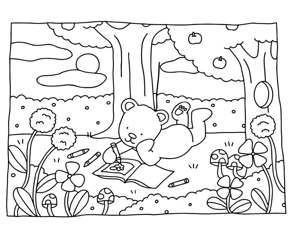 Bobbie Goods desenhando na natureza para colorir e imprimir