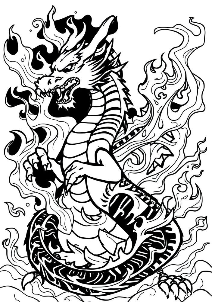 Dragão de Fogo e Gelo para Colorir