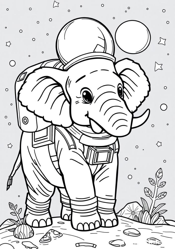 Elefante astronauta para colorir