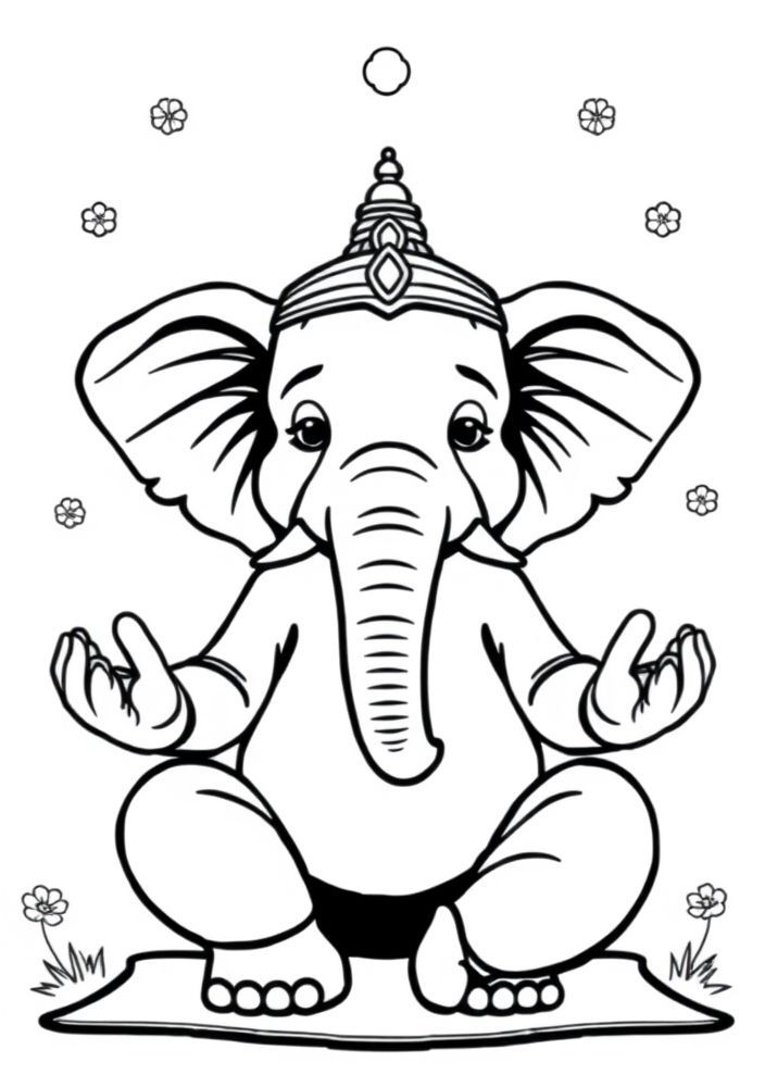 Elefante fazendo yoga para colorir