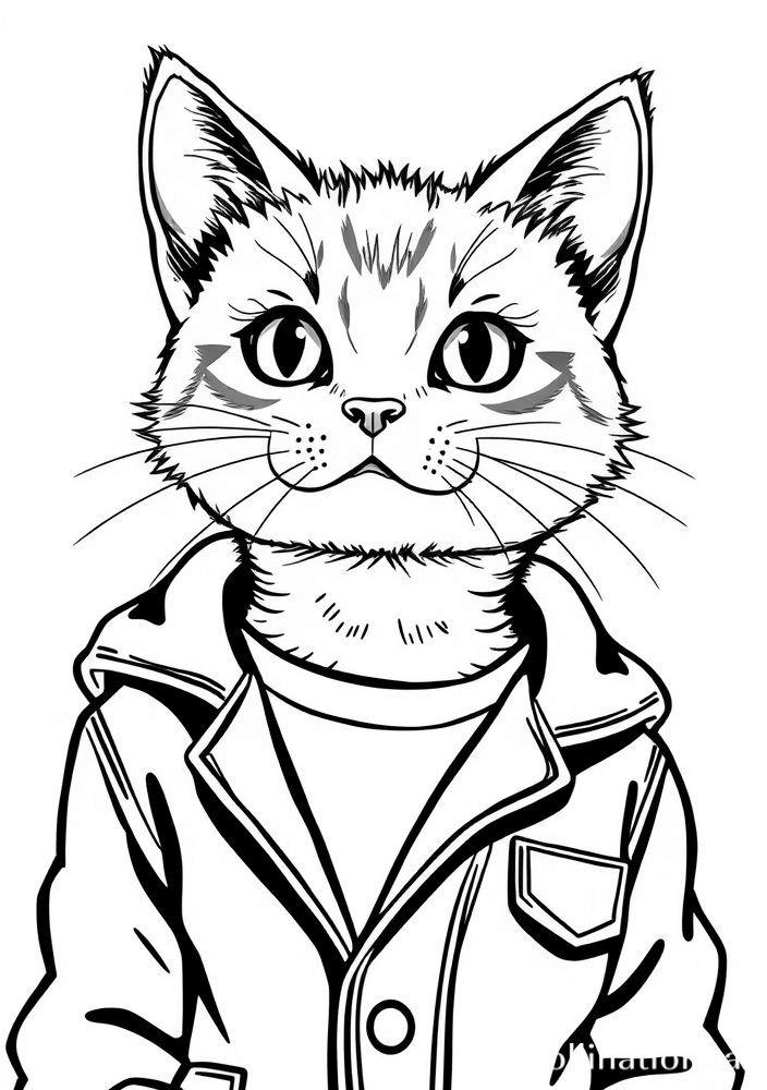Gato Humano com Roupa para colorir