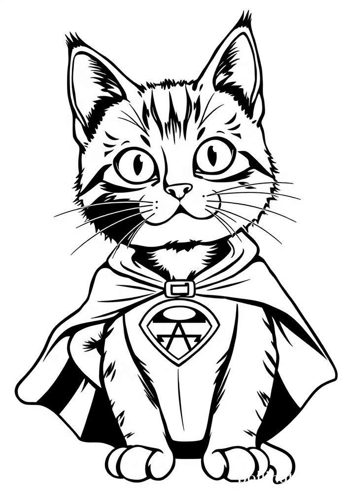 Gato de Capa de Super-Herói para colorir