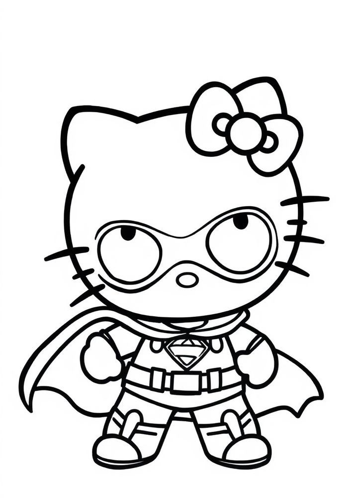 Hello Kitty como uma super-heroína para colorir