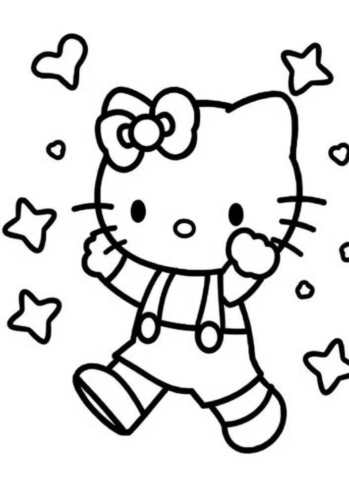 Hello Kitty dançando para colorir