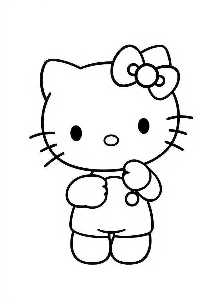 Hello Kitty fazendo arte para colorir