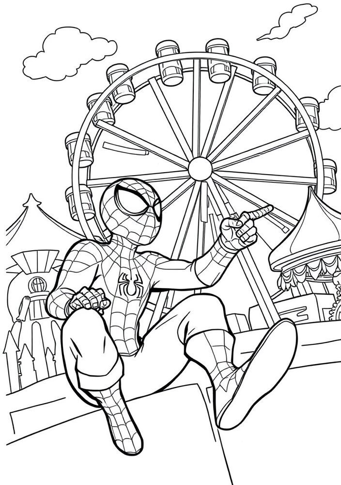 Homem-Aranha em um Parque de Diversões para Colorir