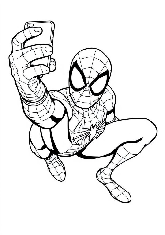 Homem-Aranha fazendo um Selfie para Colorir