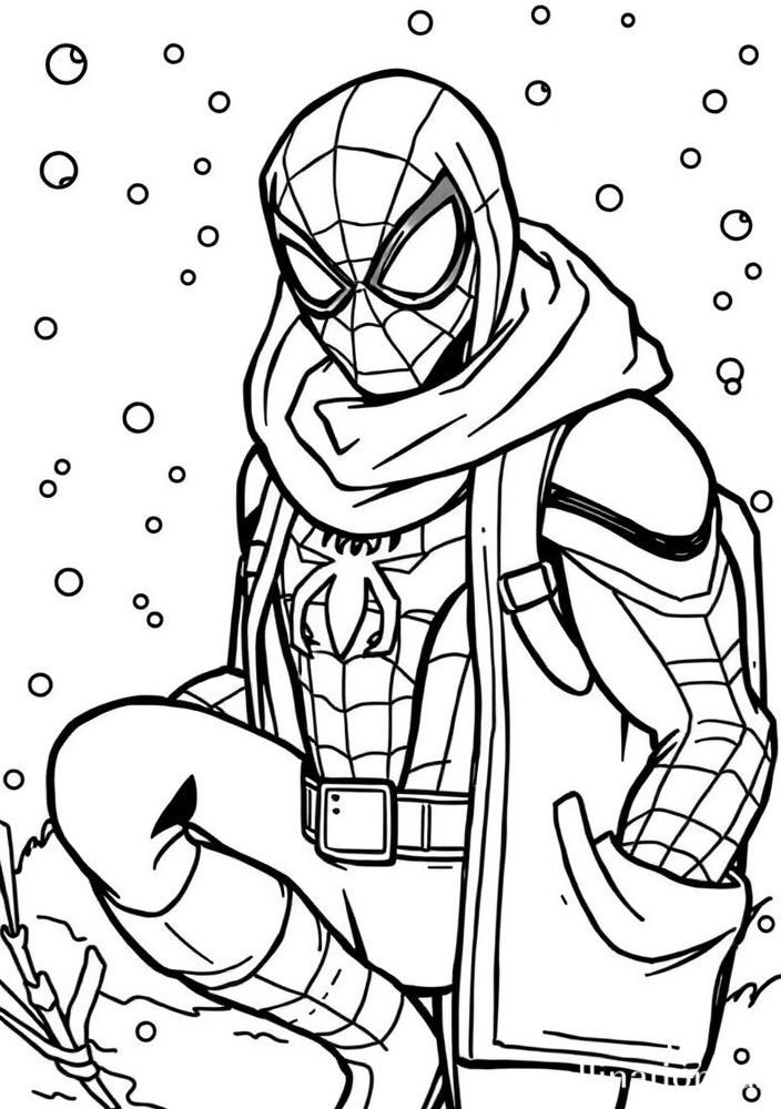 Homem-Aranha no Inverno para Colorir