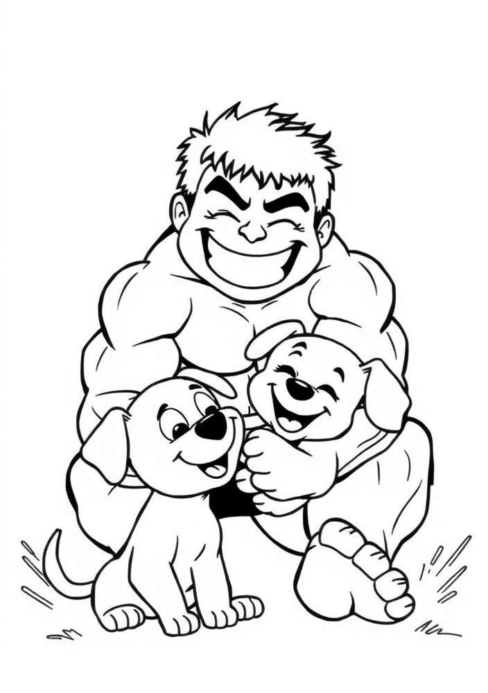 Hulk com um cachorro para colorir