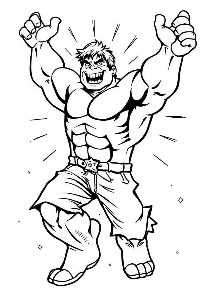Hulk dançando feliz para colorir